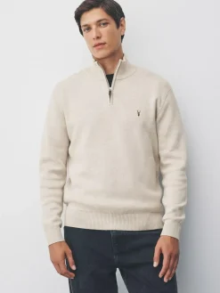 Next Stag Logo N.Premium Regular Fit 100% Cotton Premium Quarter Zip Jumper^ Knitwear|Knitwear