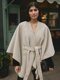 Clearance Next Wrap Front Cape Poncho Oatmeal