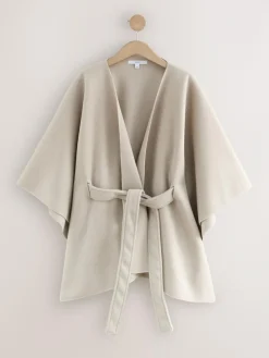 Clearance Next Wrap Front Cape Poncho Oatmeal