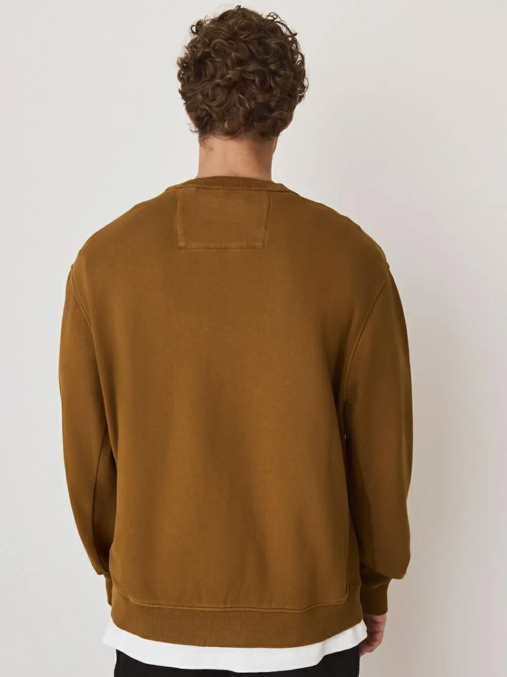 Hot Next Garment Washed Utility Crew Neck Sweatshirt Ochre Yellow