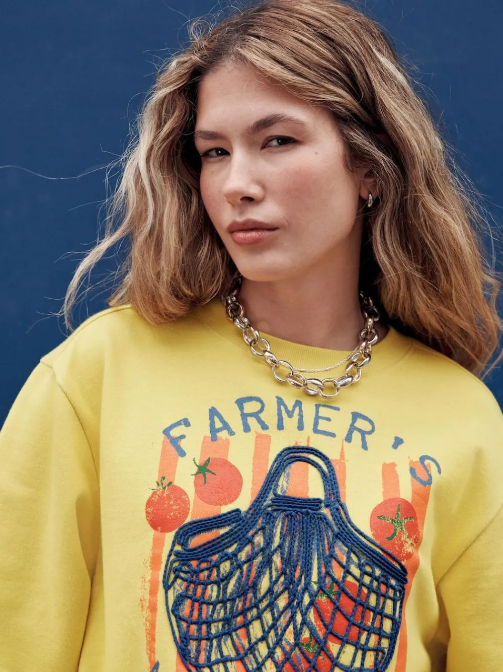 Sale Next Ochre Yellow Graphic Farmers Market Crew Neck Sweatshirt