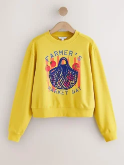 Sale Next Ochre Yellow Graphic Farmers Market Crew Neck Sweatshirt