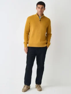 Clearance Next Ochre Yellow Plain N.Premium Regular Fit 100% Cotton Premium Quarter Zip Jumper