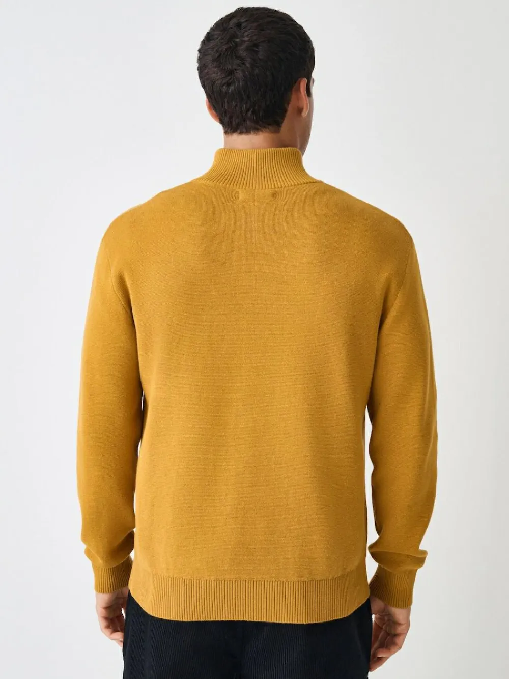 Clearance Next Ochre Yellow Plain N.Premium Regular Fit 100% Cotton Premium Quarter Zip Jumper