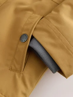 New Next Ochre Yellow Waterproof Borg Lined Parka Coat (3mths-7yrs)