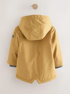 New Next Ochre Yellow Waterproof Borg Lined Parka Coat (3mths-7yrs)
