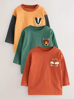 Next Long Sleeve Appliqué T-Shirts 3 Pack (3mths-7yrs)^BOY Tops|Multipacks