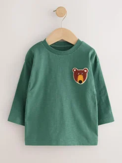 Next Long Sleeve Appliqué T-Shirts 3 Pack (3mths-7yrs)^BOY Tops|Multipacks