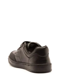 Discount Off The Hook Black Ferris Leather Touch Fastening School Shoes