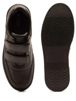 Discount Off The Hook Black Ferris Leather Touch Fastening School Shoes