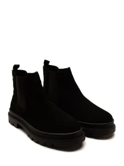 Clearance Off The Hook Harrison Suede Leather Formal Chelsea Boots Black