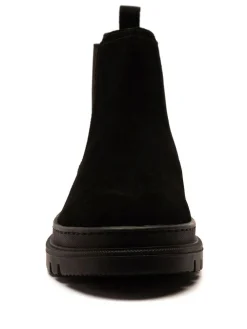 Clearance Off The Hook Harrison Suede Leather Formal Chelsea Boots Black