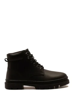 Best Off The Hook Jones Leather Lace Up Casual Ankle Boots Black