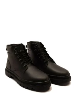 Best Off The Hook Jones Leather Lace Up Casual Ankle Boots Black