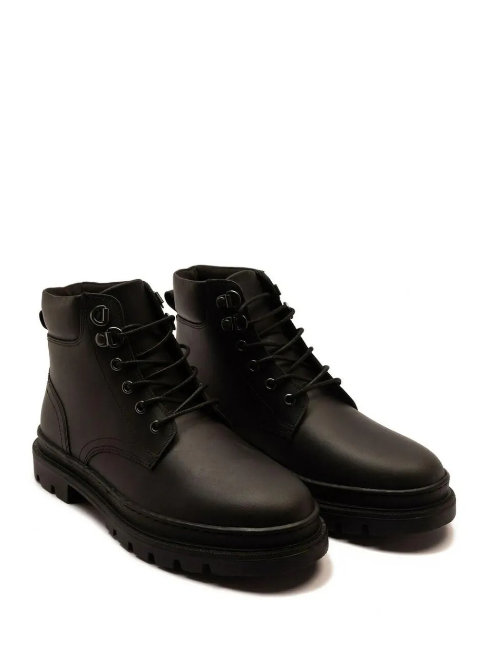 Best Off The Hook Jones Leather Lace Up Casual Ankle Boots Black