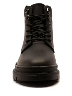 Best Off The Hook Jones Leather Lace Up Casual Ankle Boots Black