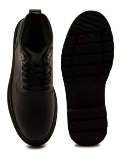 Best Off The Hook Jones Leather Lace Up Casual Ankle Boots Black