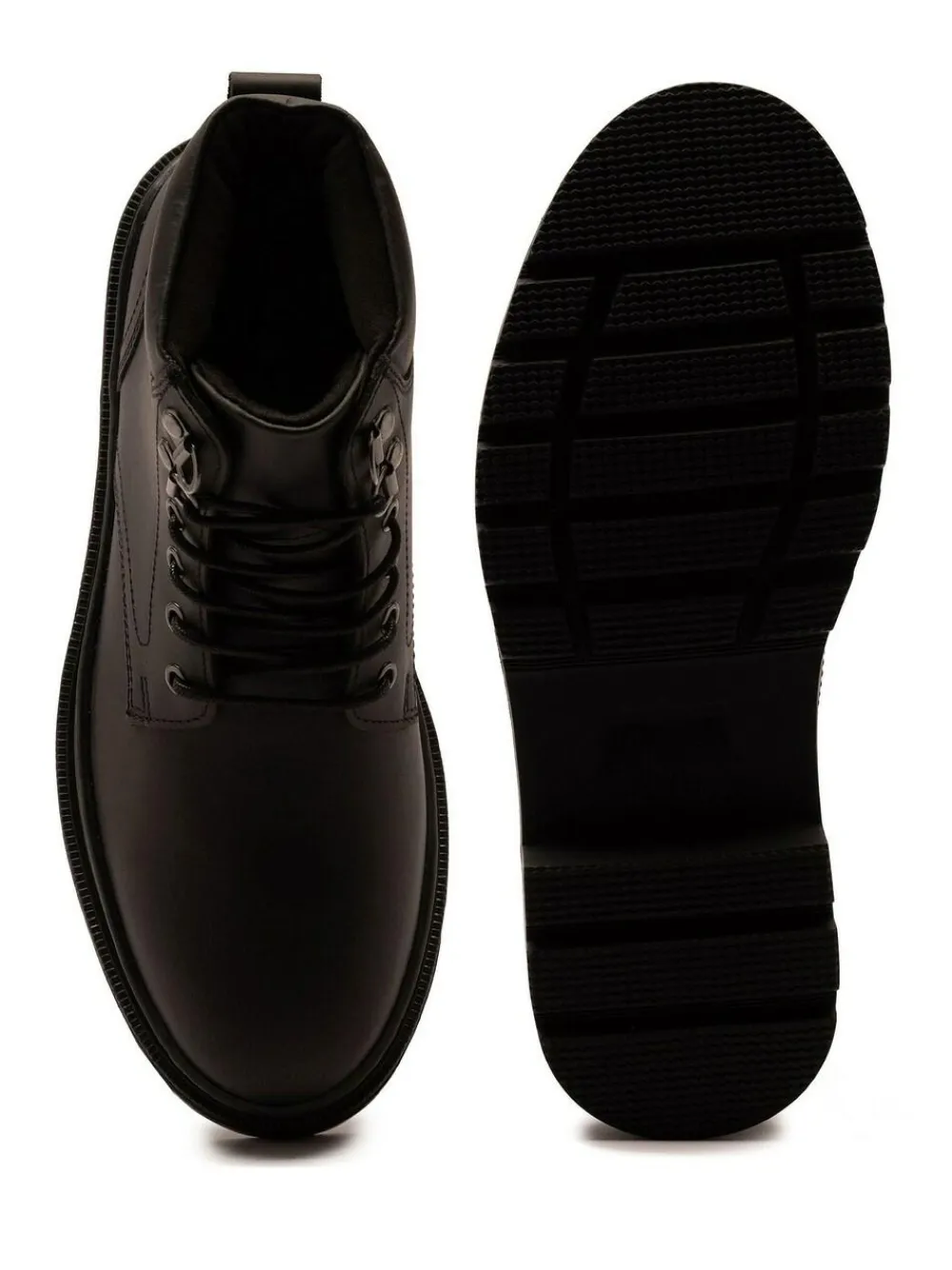 Best Off The Hook Jones Leather Lace Up Casual Ankle Boots Black