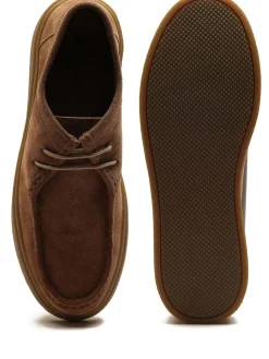 Discount Off The Hook Els Suede Leather Casual Lace-Up Boat Shoes Brown