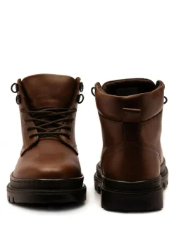 Hot Off The Hook Jones Leather Lace Up Casual Ankle Boots Brown