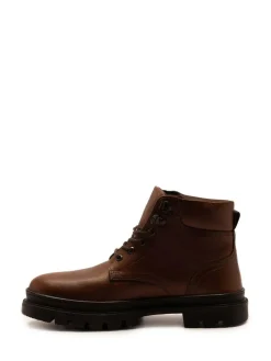 Hot Off The Hook Jones Leather Lace Up Casual Ankle Boots Brown