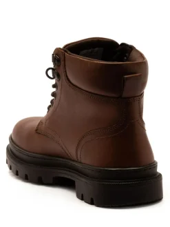 Hot Off The Hook Jones Leather Lace Up Casual Ankle Boots Brown