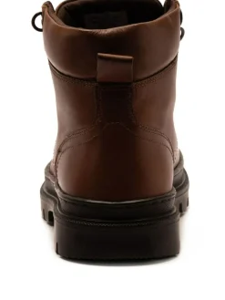 Hot Off The Hook Jones Leather Lace Up Casual Ankle Boots Brown