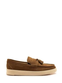 Off The Hook Brown Lomas Suede Leather Tassel Loafer Shoes^BOY Occasionwear