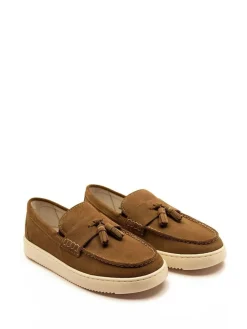 Off The Hook Brown Lomas Suede Leather Tassel Loafer Shoes^BOY Occasionwear