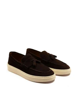 Best Off The Hook Rory Suede Tassel Loafers with Flat Sole Brown