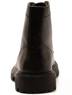 Discount Off The Hook Grey Donnie Leather Lace-Up Combat Ankle Boots