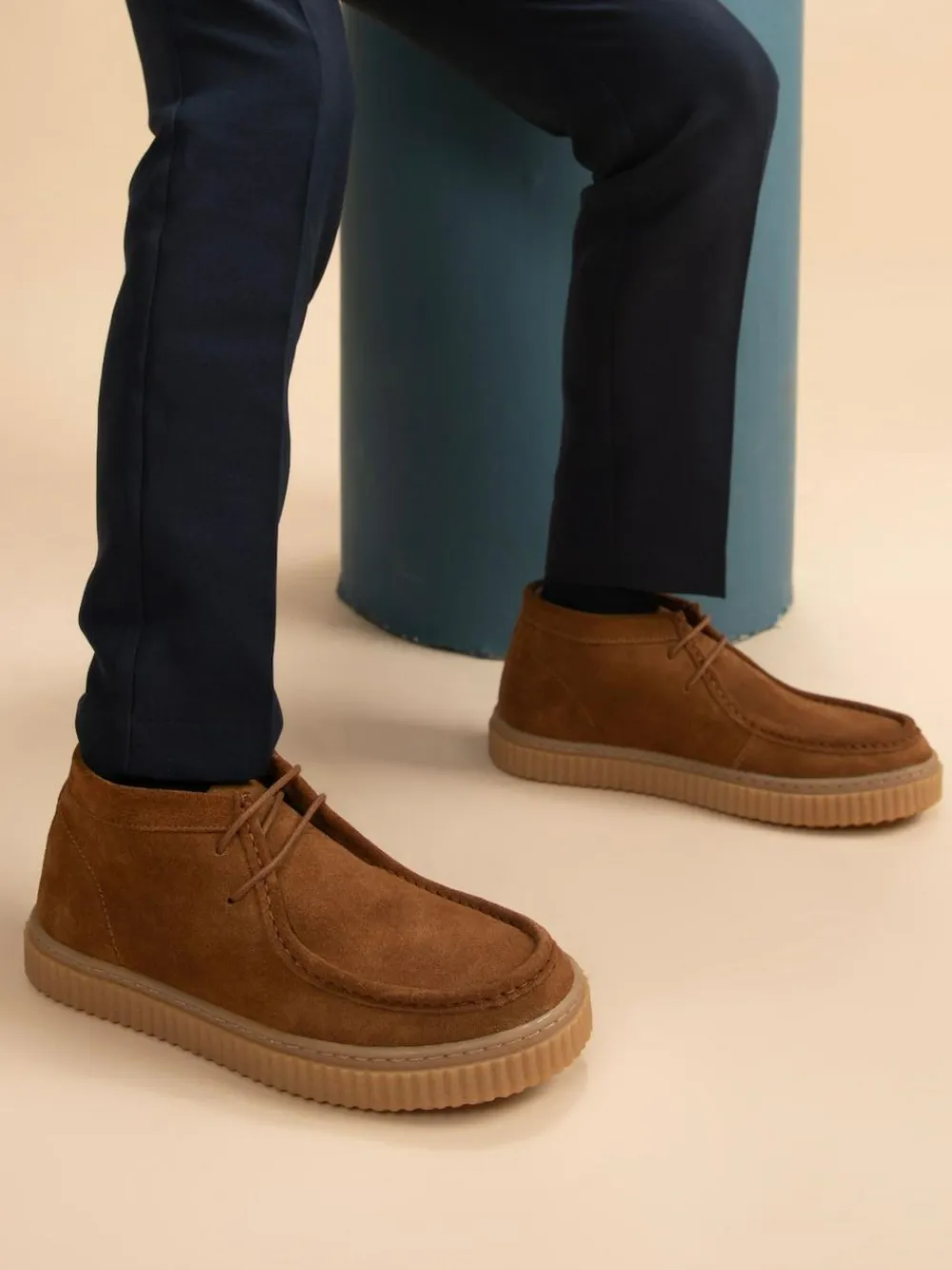 Clearance Off The Hook Bolan Suede Leather Lace Up Casual Ankle Boots Tan