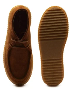 Clearance Off The Hook Bolan Suede Leather Lace Up Casual Ankle Boots Tan