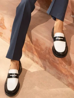 Clearance Off The Hook Monro Loafer Formal Casual Slip-On Leather Shoes White