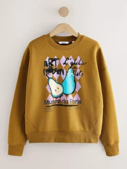 Next Cotton Rich Fruit Art Graphic Longsleeve Crewneck Sweatshirt^Women Nightwear|Hoodies & Sweatshirts