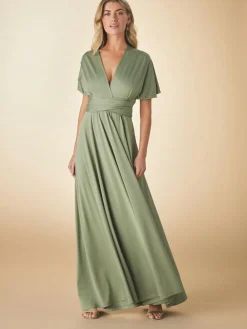 Sale Next Jersey Multiway Wedding Guest Bridesmaid Maxi Dress Olive Green