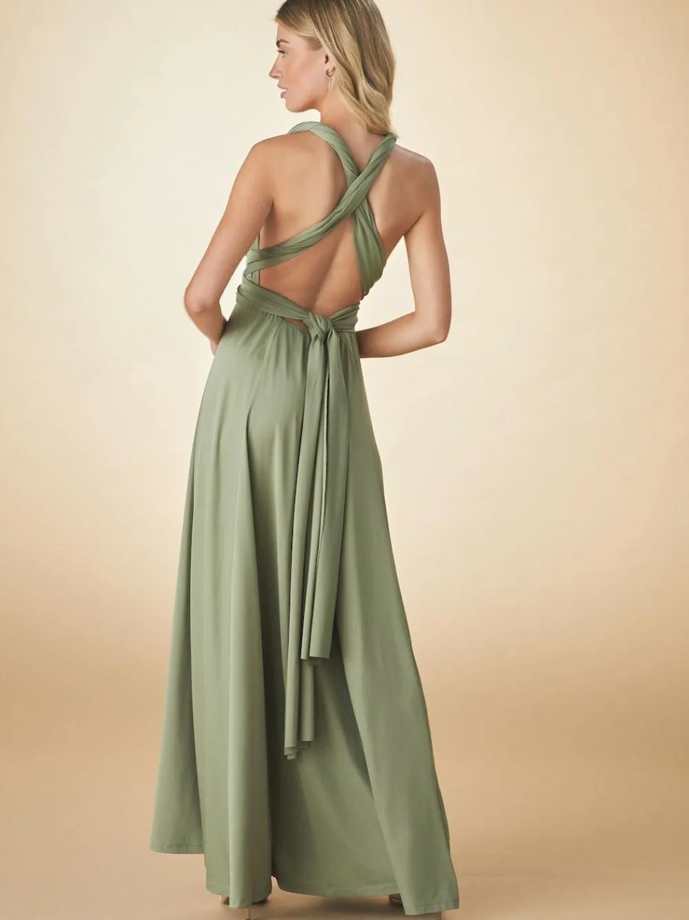 Sale Next Jersey Multiway Wedding Guest Bridesmaid Maxi Dress Olive Green