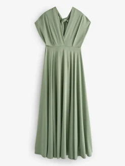Sale Next Jersey Multiway Wedding Guest Bridesmaid Maxi Dress Olive Green