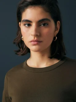 Discount Next Olive Green Long Sleeve Crew Neck T-Shirt