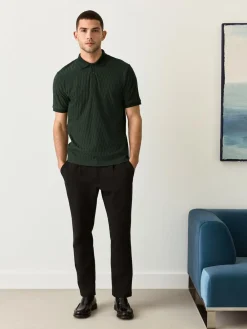 Sale Next Olive Green Regular Fit N.Premium Smart Jaquard Polo Shirt