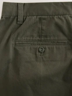 New Next Regular Tapered Fit Single Pleated Stretch Chinos Trousers Olive Green