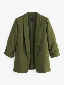 Next Olive Green Relaxed Ruched Sleeve Blazer