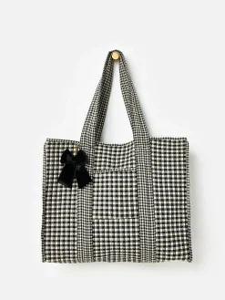 Oliver Bonas Black Gingham FabricnTote Bag^Women Bags