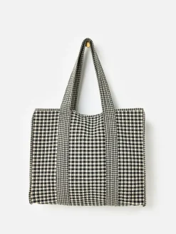 Oliver Bonas Black Gingham FabricnTote Bag^Women Bags