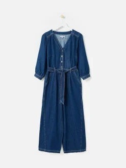 Clearance Oliver Bonas Blue Denim V-Neck Tie Waist Jumpsuit