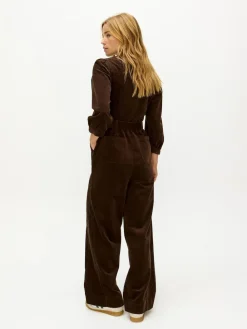 Oliver Bonas Brown Corduroy V-Neck Tie Waist Jumpsuit^Women Jumpsuits & Playsuits