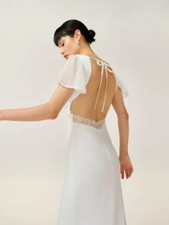 Omnes White Meadow Bridal Maxi Dress with Lace Detail^Women Maxi Dresses