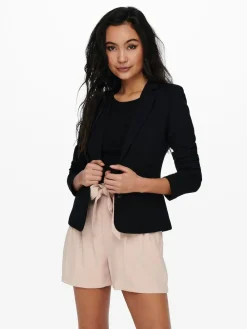 ONLY Black Button Up 100% Cotton Blazer^Women Blazers|Suits & Tailoring