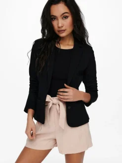 ONLY Black Button Up 100% Cotton Blazer^Women Blazers|Suits & Tailoring