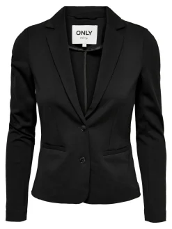 ONLY Black Button Up 100% Cotton Blazer^Women Blazers|Suits & Tailoring